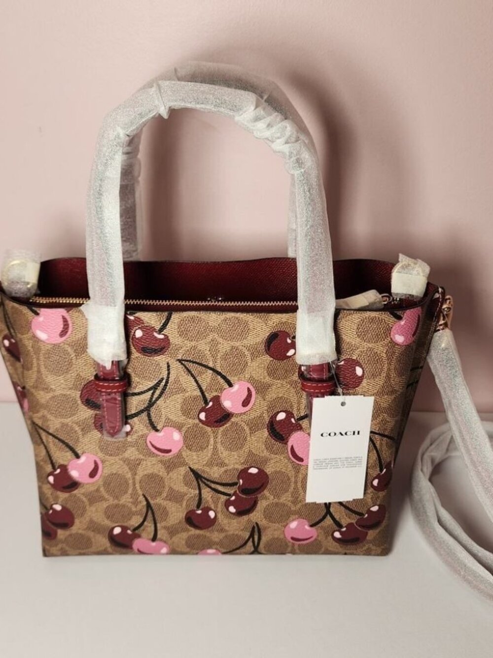 Coach CZ772 MollieTote Bag 25 In Signature Canvas With Cherry Print